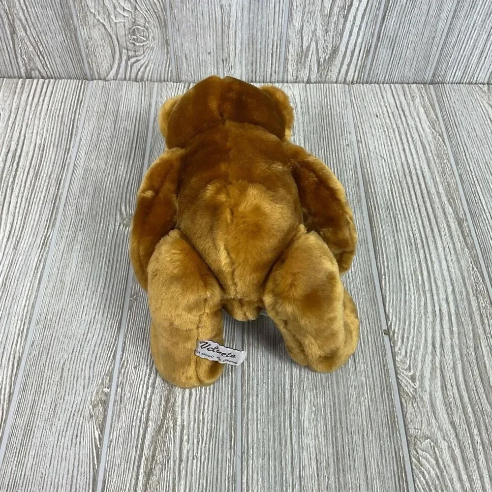 Vintage Velvete by Greek Teddy Bear Plush Brown Velvet Soft Stuffed Toy 8” Seate